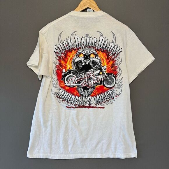Suck Bang Blow Motorcycle T-Shirt Skull Graphic Size Large Grunge Emo Style - Picture 1 of 16